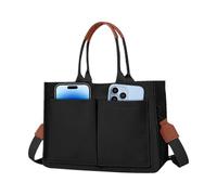 Générique Borsa da donna Multi Pocket Casual - Canvas Tote Bag For Women | Multi Pockets Shoulder Handbag | Solid Color Tote Bag Fashion Hand Bag For Daily Use For Women and Girls, Nero , Se référer