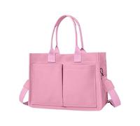 Générique Borsa da donna Multi Pocket Casual - Canvas Tote Bag For Women | Multi Pockets Shoulder Handbag | Solid Color Tote Bag Fashion Hand Bag For Daily Use For Women and Girls, Rosa, Se référer au