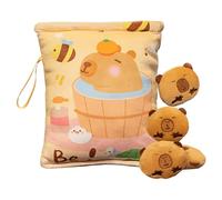 Générique Borsa da gustare in peluche - Borsa snack peluche Capybara,Ciondolo morbido e abbraccio con 4 bambole carine per pic-nic, scuola patatine caramelle fudge cioccolato ragazzi e ragazze, b, Se