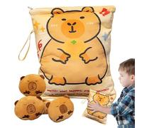 Générique Borsa da gustare in peluche - Borsa snack peluche Capybara,Ciondolo morbido e abbraccio con 4 bambole carine per pic-nic, scuola patatine caramelle fudge cioccolato ragazzi e ragazze, C, Se