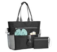Générique Borsa da spiaggia da donna, anti-sabbia con portamonete - Borsa pieghevole a mano esterna con cerniera per navetta, lavoro quotidiano, campeggio, viaggi vacanze, Nero , Se référer au