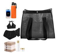 Générique Borsa da spiaggia in rete, grande borsa riutilizzabile in rete traspirante per spiaggia, borsa riutilizzabile per viaggi e crociera pic-, vacanze all'aperto, Nero, Se référer au