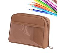 Générique Borsa per studenti, ampia capacità organizzatore, 12 Compartment Case 8,46 x 5,91 in, Portatile, Carrying Handle Design for School Girls and Boys, marrone, Se référer au descriptif,