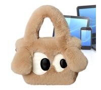 Générique Borsa tote in peluche - Tote morbida per le ascelle agli occhi grandi di 31 cm | Tracolla a tracolla con occhi inclinati | perfetta per viaggi, shopping, amanti dei cani, cachi, Se référer