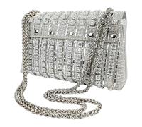 Générique Borse da donna con strass, borsa da sera con strass, borsa da donna, borsa da sera scintillante da donna, custodia morbida e portatile, argento, Se référer au descriptif