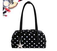 Générique Bowler Bag Purse | Retro Cute With Handle and Zipper | Dot Shoulder Bag | For Travel Vacation Daily Commuting Casual Outings, Nero , Se référer au descriptif