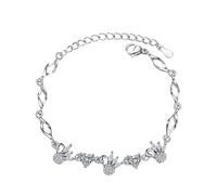 Générique Bracciale argento con vari anelli per compleanno, 4 mm, magnetico, con scritta "Mamma", Taglia unica, Rame, Nessuna pietra preziosa