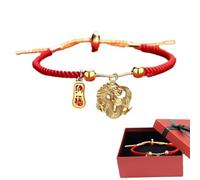 Générique Bracciale con drago cinese , braccialetto con corde rosse per donna | braccialetto zodiacale con ciondolo drago da donna regalo di compleanno per uomini anziani, Se référer au
