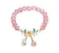 Générique Bracciale in perle con anelli a forma di fiore, elastico, con perle semicristalline, braccialetto di Natale, per la scuola, regalo di San Valentino, elastico naturale, larghezza della mamma