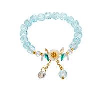 Générique Bracciale in perle con anelli a forma di fiore, elastico, con perle semicristalline, braccialetto di Natale, per la scuola, regalo di San Valentino, elastico naturale, larghezza della mamma