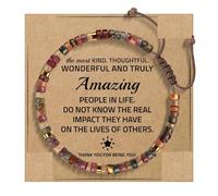 Générique Bracciale rosa placcato Polso Anelli braccialetto verde e oro, biglietto con messaggio di benedizione, compleanno Bracciale Acciaio Rhodonite Gioielli, 14-24cm, Plastica, Senza Gemme