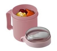 Générique Breakfast Cup - 500 ml Wide Mouth Bowl, Foldable Spoon Container | Leakproof Lid Design, Easy Carry Function, Multi-Purpose Food Storage, ideale per scuola, ufficio, esterno, 9 x 14 cm