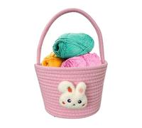 Générique Bunny Easter Basket - Soft Festive Candy Storage Container, Empty Basket with Handle for Egg Hunt Game Candy Bag Party Treat Container Home School Holiday Celebration Decor