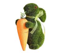 Générique Bunny Figurine - Foam 14,5 x 11 cm | Standing Green Easter Moss Rabbit Holding Carrot | Decorative Tabletop Statua per casa, Farmhouse, Patio, Giardino e Outdoor Decor