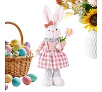 Générique Bunny Stuffed Animal - Rabbit Decor with Retractable Legs | Handmade Doll Hold Flowers & Carrot, Farmhouse Eàster Bunný Decorations for Easter Holidays Kids, Boys and Girls
