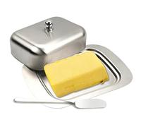 Générique Butter Holder Dish, Stainless Steel Container, Covered Butter Keeper, Sturdy Rust Resistant Material Sl esign, Easy Clean Secure Lid, for Home Kitchen Countertop Pantry Table Use