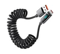 Générique C Cable, 120 W Spring Charging Cable with Digital Display, Fast Charge Travel Cables, 3 Ft Charger Cord for Car Travels Gym Home School Business Tablet Watch Desk, 15 x 10 x 1 pollici