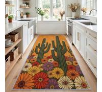 Générique Cactus Gerbera Tappeto lungo corridoio antiscivolo | Cucina per camera da letto per bambini, con motivo "Boemia" in stile sud-occidentale, lavabile in lavatrice con pelo morbido