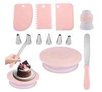 Générique Cake Decorating Kit, Food-Grade Cake Stand with Smooth Silent Rotation, 6 Icing Piping Tips, 3 Icing Comb Scrapers & 1 Spatula