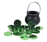 Générique Calderone Di Caramelle - Pezzi Di Trifoglio, Secchio Di Calderone Nero, Ornamento Decorativo Per Vaso Di Caramelle Di San Patrizio con 50 Pezzi Di Trifoglio | Decorazioni Di San Patrizio