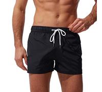 Générique Calecon - Pantaloncini da bagno da uomo, con fodera in rete e tasche, costume da bagno da uomo, boxer da bagno, 2 in 1, pantaloncini da bagno da uomo taglia, Le Noir-1, M