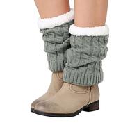 Générique Calze calde Pullover Ginocchiere e leggings lavorati a maglia e stivali caldi in lana ispessita e pile, taglia 5, grigio, Taglia unica