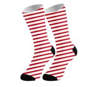 Générique Calze da donna, calze antiscivolo alte a righe rosse e bianche, calze elastiche a costine per pilates, running, uso quotidiano e regalo coppia, Rosso 70, Taglia unica