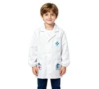 Générique Camicetta a maniche lunghe con polsini elastici, travestimento da dottore per bambini, abbigliamento da lavoro per giochi di ruolo, abbigliamento di classe per ragazzi e ragazze della scuola