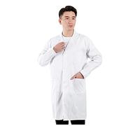 Générique Camicetta bianca chimica,Camicetta da laboratorio in cotone a maniche lunghe, camicetta da medico, unisex, abbigliamento da lavoro, maniche con bottoni, colletto a tinta unita