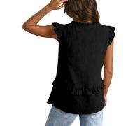 Générique Camicetta da donna elegante in chiffon con scollo a volant e vestibilità aderente senza maniche per una raffinata, Le Noir, M