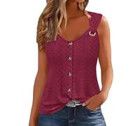Générique Camicetta da donna senza maniche V-Nick a vita aderente bottoni dorati Camicetta Parigina elegante, 06 Vino, XL