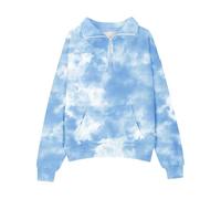 Générique Camicetta da ragazza di grandi dimensioni, chic per ragazze, mezza zip, felpa in pile al quarter, con cerniera, felpe, per ragazze e ragazze, Thumb Hole, blusa blu, blu, 11-12 Anni