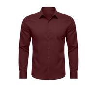 Générique Camicia casual a quadri da uomo con inserto posteriore a maniche lunghe colletto abbottonato e polsini abbottonati ideale per le uscite e le feste, Brick rosso, M