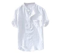 Générique Camicia Cotone Uomo Manica Corta Regular Fit metà Stagione A120 | Camicia uomo lino cotone manica lunga corta traspirante estate spiaggia casual collo mao regular fit chic lavoro fluido