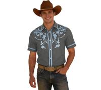 Générique Camicia da cowboy occidentale da uomo camicia da uomo a maniche corte vintage ricamo camicie country camicetta di grandi dimensioni africana stile hippie costume da cowboy casual stretch