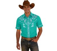 Générique Camicia da cowboy occidentale da uomo camicia da uomo a maniche corte vintage ricamo camicie country camicetta di grandi dimensioni africana stile hippie costume da cowboy casual stretch