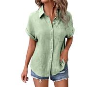Générique Camicia da donna a maniche corte e bottoni, vestibilità alla moda, casual, ideale per ufficio, vacanze o uso quotidiano, tessuto leggero, confortevole, stile elegante e moderno