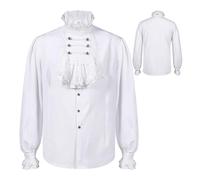 Générique Camicia da pirata da uomo,Camicia medievale coloniale con volant vittoriana | Top a maniche lunghe, abbigliamento cosplay medievale, stile vintage per cosplay, XL, Se référer au