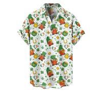 Générique Camicia da uomo a maniche corte Saint Patrick Elemento Trifoglio Bottoni alla moda tasca estiva stile festivo per uomo, Bianco-e, L