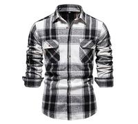 Générique Camicia da uomo a quadri a maniche lunghe camicie casual in cotone slim fit casual slim fit vita con bottoni vestibilità regolare, Le Noir, M