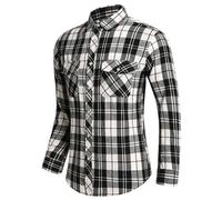 Générique Camicia da uomo Autunno Inverno casual sera maniche lunghe a quadri colletto classico comodo spesso caldo flanella due tasche, Le Noir, 4XL