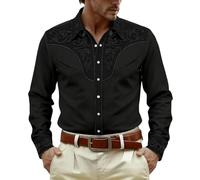Générique Camicia da uomo, taglio casual, ispirata allo stile occidentale, con motivo stampato alla moda, perfetta per le uscite all'aria aperta in campagna e per un comfort ottimale quotidiano