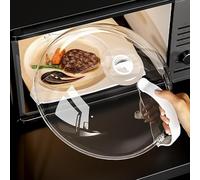 Générique Campana Microonde Campana in Vetro Imitazione Coperchio Microonde Cortile Ciotola con Manico 26x26x10CM Fori di Vapore Regolabili Coperchio Perfetto per Microonde Piccoli e Grandi