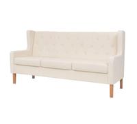 Générique Canape - 2 pezzi, tessuto in poliestere, colore: bianco crema | Poltrona E Canape 3 posti, telaio in legno massello, imbottitura in schiuma, carico massimo 110 kg per sedile