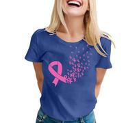 Générique Cancro al Seno Ottobre Rosa T-shirt Nastro Rosa Sensibilizzazione Manica Corta Stampato Top Tuniche Girocollo Moda Cancro al Seno Ottobre Camicie Casual Elegante Top 2025, navy, 4X-Large