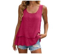 Générique Canottiera in lino da donna Top lungo in lino per donna, Canotta oversize, Top estivo leggero senza mancHes tunica oversize comfortable quotiDiana, rosa acceso, L