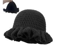 Générique Cappello Bob lavorato a maglia | Copricapo morbido caldo fatto a mano - Cappelli Bob a maglia con volant per le donne,per il freddo inverno casual ciclismo viaggio navetta passeggiata