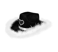 Générique Cappello da cowboy - Cappello in denim con piuma,Accessorio leggero in feltro morbido per escursionismo, all'aperto e uso quotidiano, Nero