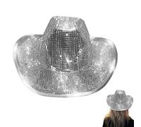 Générique Cappello da cowboy con paillettes, cappello da discoteca - cappello a specchio da discoteca da cowboy con paillettes a specchio, splendido cappello da festa e scintillante, forniture per