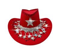 Générique Cappello da cowboy da uomo,Accessorio per la testa a tesa larga | Cappello da cowgirl con strass a stella | Per eventi a tema, feste, festival di campagna musicale,